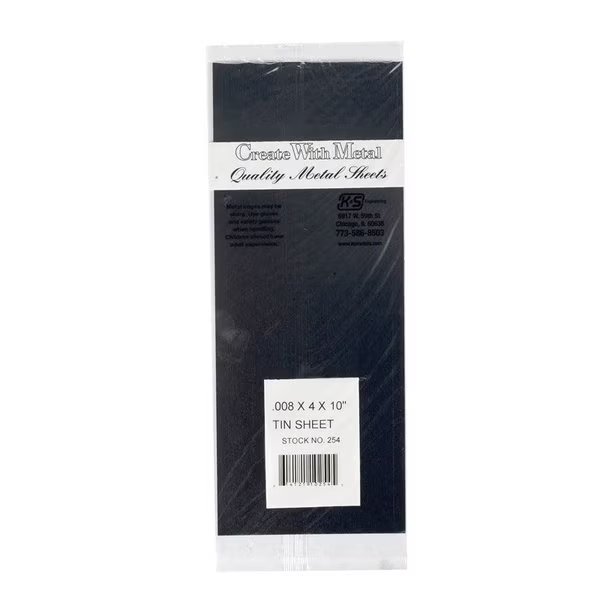 K&S 0.008 in. X 4 in. W X 10 in. L Tin Sheet Metal, K&S Precision Metals, Mfr#: 254